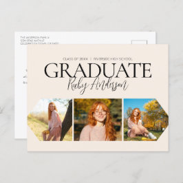 Einfache Ankündigung eines 3-Foto-Abschlusses Postkarte