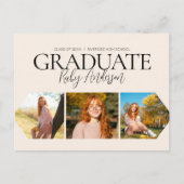 Einfache Ankündigung eines 3-Foto-Abschlusses Postkarte (Vorderseite)