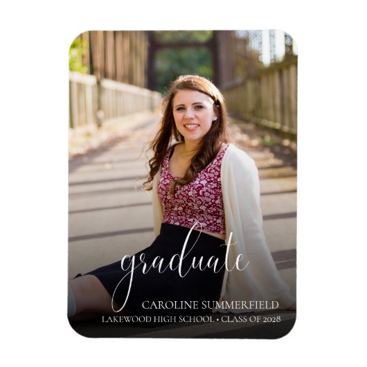 Einfache Ankündigung eines eleganten Fotos Abschlu Magnet (Vertikal)