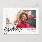 Einfache Ankündigung eines Fotos als Graduate 2022 Postkarte (Vorderseite)