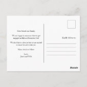 Einfache Ankündigung Minimalistischer Verlobung Postkarte (Rückseite)