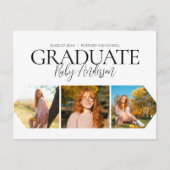 Einfache Ankündigung mit 3 Fotos Weißer Abschluss Postkarte (Vorderseite)