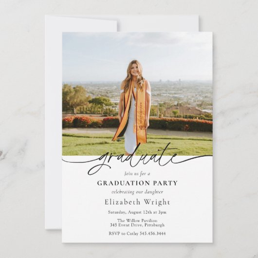 Einfache Ankündigung von Abschlüssen mit Foto (Vorderseite)