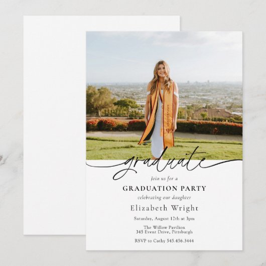 Einfache Ankündigung von Abschlüssen mit Foto (Vorne/Hinten)