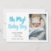 Einfache Ankündigung von Baby Boy Foto (Vorderseite)
