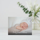 Einfache Ankündigung von Baby Foto Script Postkarte (Stehend Vorderseite)
