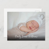 Einfache Ankündigung von Baby Foto Script Postkarte (Vorne/Hinten)