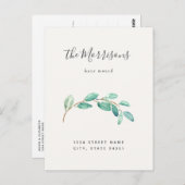 Einfache Ankündigung von Eukalyptus Neue Zuhause-B Postkarte (Vorne/Hinten)