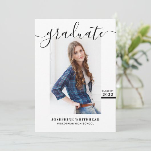 Einfache Ankündigung von Foto Abschluss 2022 (Stehend Vorderseite)