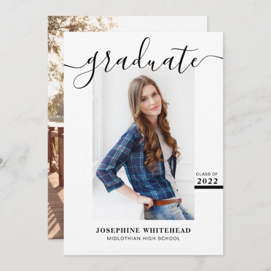 Einfache Ankündigung von Foto Abschluss 2022 (Vorne/Hinten)