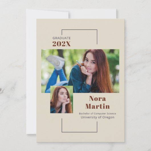 Einfache Ankündigung von Foto Abschluss Auburn Cre (Vorderseite)