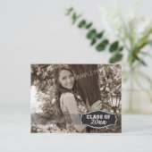 Einfache Ankündigung von Foto Abschluss (schwarz) (Stehend Vorderseite)