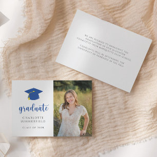 Einfache Ankündigung von Foto Blue & White Abschlu