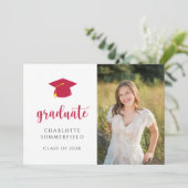 Einfache Ankündigung von Foto Red & White Abschlus (Stehend Vorderseite)