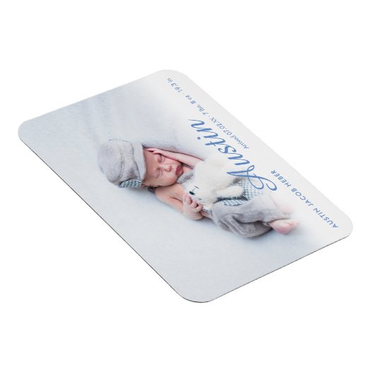 Einfache Ankündigung von Foto Script Name Blue Bir Magnet (Rechte Seite)