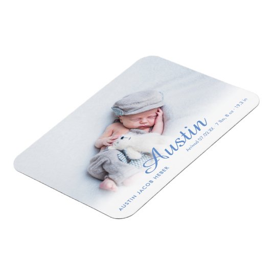 Einfache Ankündigung von Foto Script Name Blue Bir Magnet (Linke Seite)