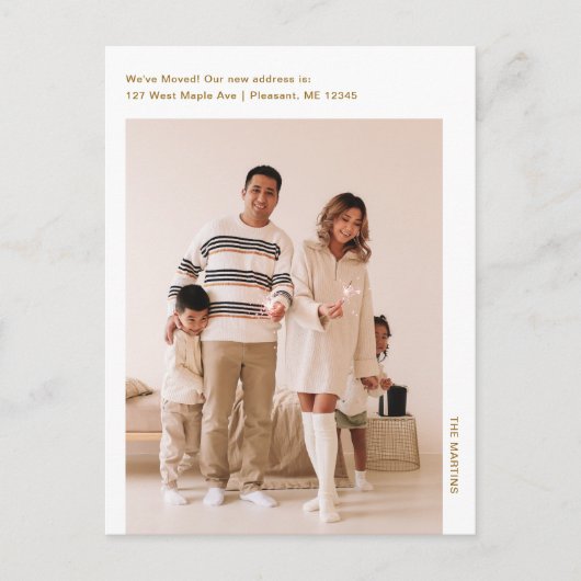 Einfache Ankündigung zum Verschieben Minimalistisc Postkarte (Vorderseite)