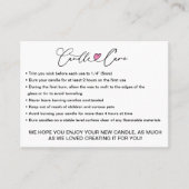 Einfache Anleitung zur Kerzen-Betreuung / Hinzufüg Visitenkarte (Vorderseite)