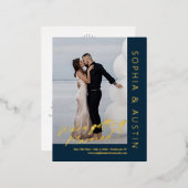 Einfache Anmerkung FOIL Hochzeit Speichern Sie das Folie Einladungspostkarte (Vorderseite/Rückseite)