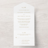 Einfache antike Gold Monogram Elegante Hochzeit All In One Einladung (Innen Boden)