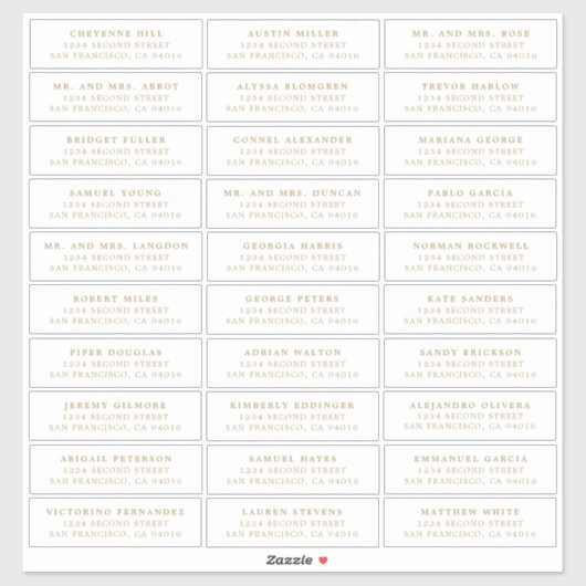 Einfache antike Gold Monogram Elegante Hochzeit Aufkleber (Blatt)