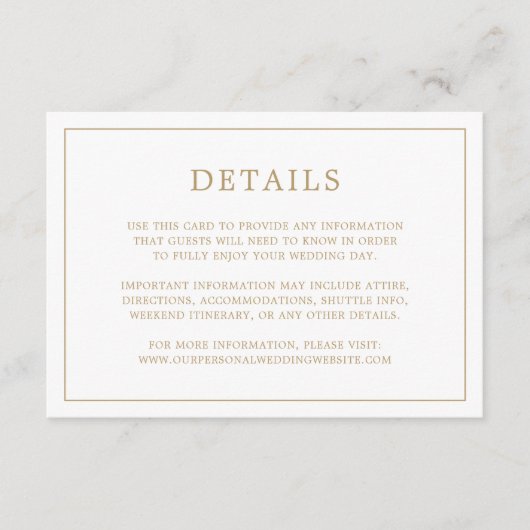 Einfache antike Gold Monogram Elegante Hochzeit Begleitkarte (Vorderseite)