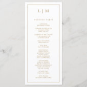 Einfache antike Gold Monogram Elegante Hochzeit Programm (Rückseite)