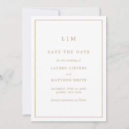Einfache antike Gold Monogram Elegante Hochzeit Save The Date