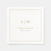 Einfache antike Gold Monogram Elegante Hochzeit Serviette (Vorderseite)