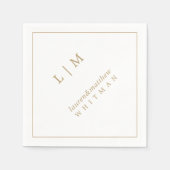 Einfache antike Gold Monogram Elegante Hochzeit Serviette (Vorderseite)