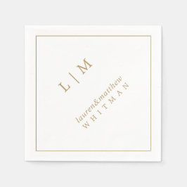 Einfache antike Gold Monogram Elegante Hochzeit Serviette