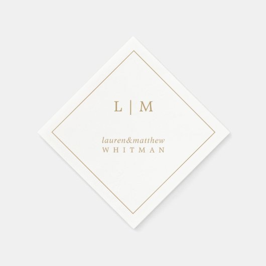 Einfache antike Gold Monogram Elegante Hochzeit Serviette (Ecke)