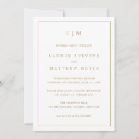 Einfache antike Gold Monogram Hochzeitsempfehlung