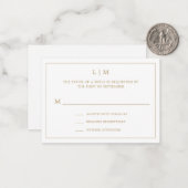Einfache antike Gold Monogram Mini Wedding RSVP Mitteilungskarte (Vorderseite/Rückseite Beispiel)
