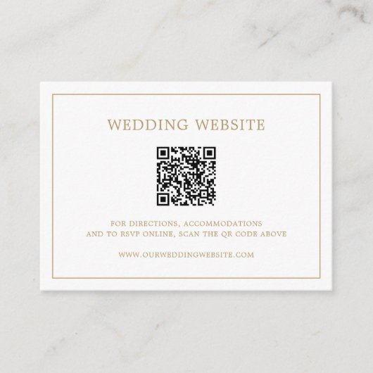 Einfache antike Gold Monogram QR Code Hochzeit Begleitkarte (Vorderseite)