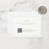 Einfache antike Gold Monogram QR Code Hochzeit RSV Mitteilungskarte (Vorderseite/Rückseite Beispiel)