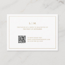 Einfache antike Gold Monogram QR Code Hochzeit RSV Mitteilungskarte