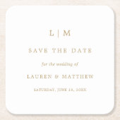 Einfache antike Goldmonogramm-Hochzeit speichern S Rechteckiger Pappuntersetzer (Vorderseite)