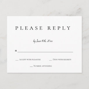 Einfache Antwort Hochzeit rsvp Postkarten