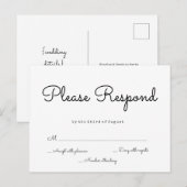 Einfache Antwort Hochzeit rsvp Postkarten (Vorne/Hinten)