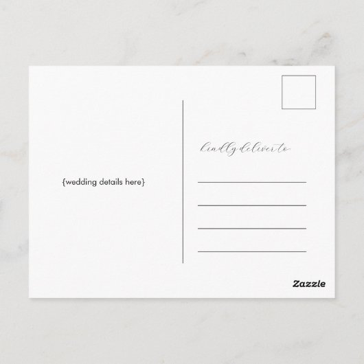 Einfache Antwort Skript Hochzeitsantwort RSVP-Kart Postkarte (Rückseite)