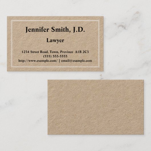 Einfache Anwaltskarte Visitenkarte (Vorne/Hinten)