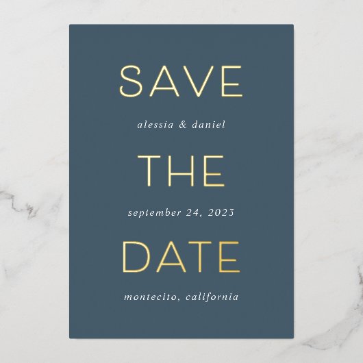 Einfache Anweisung | Save the Date aufgedeckte Kar Folieneinladung (Vorderseite)