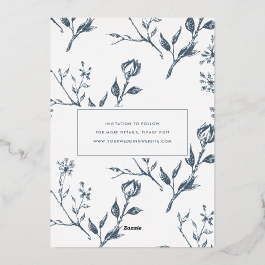 Einfache Anweisung | Save the Date aufgedeckte Kar Folieneinladung (Rückseite)