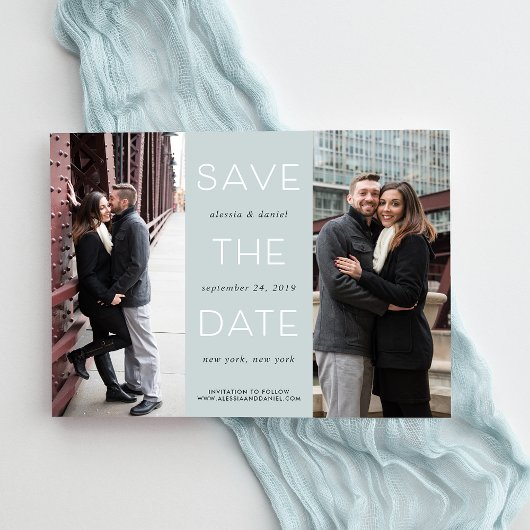Einfache Anweisung | Zwei-Foto-Hochzeit Save The Date