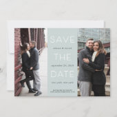 Einfache Anweisung | Zwei-Foto-Hochzeit Save The Date (Vorderseite)