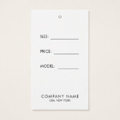 Einfache Anzeige der Preiskarte für weiße Kleidung (Rückseite)