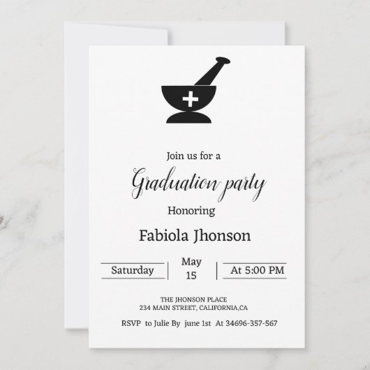 Einfache Apothekerische Hochschulabsolventen Ankündigung (Vorderseite)