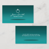 Einfache Apple Aquamarin Teacher Business Card Visitenkarte (Vorne/Hinten)