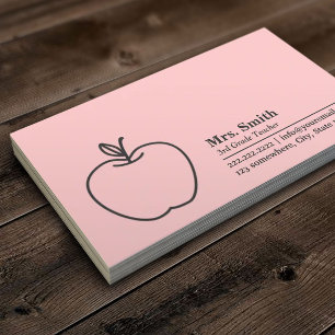 Einfache Apple School Lehrer Pink Visitenkarte